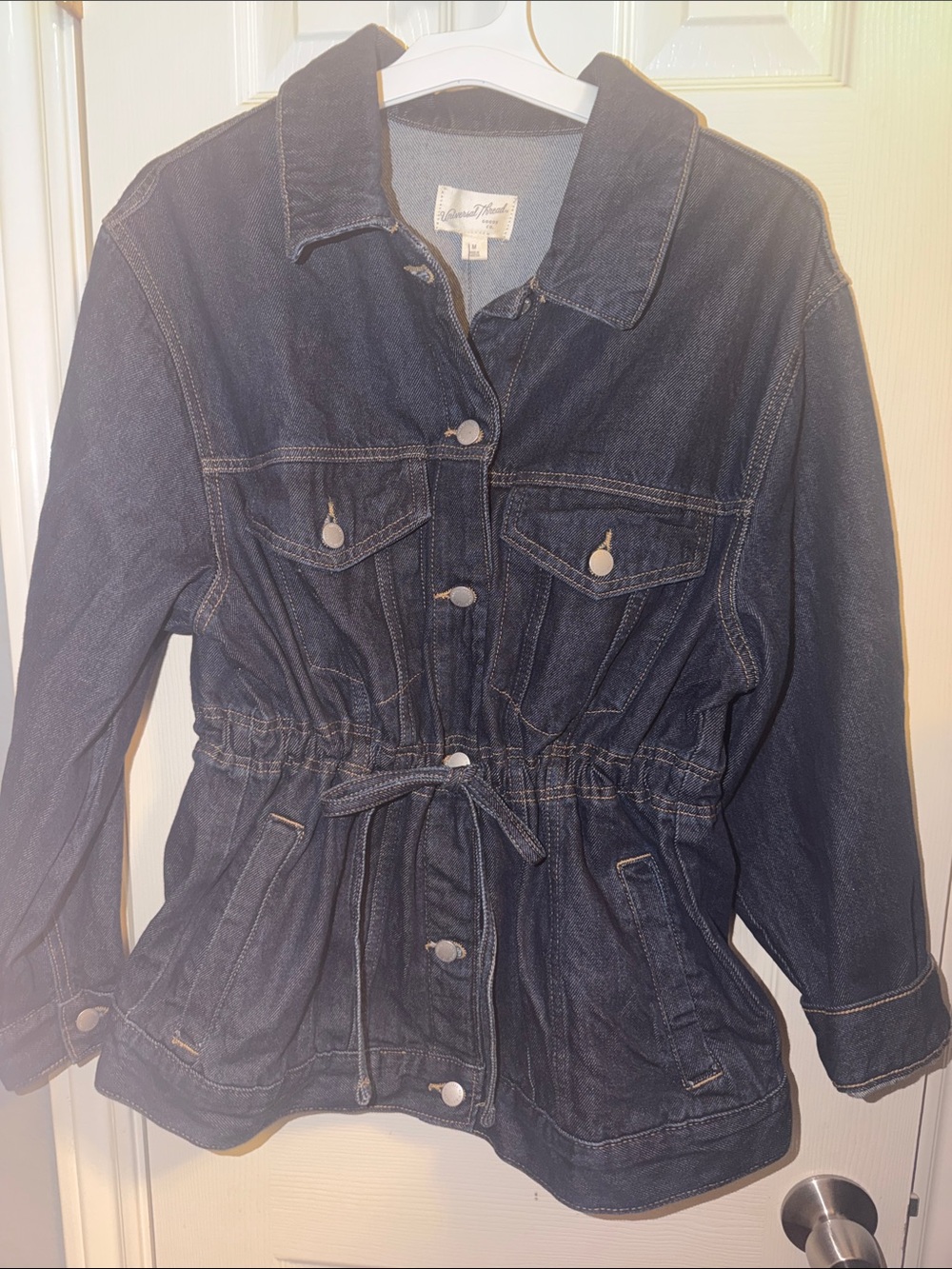Universal Thread Dark Blue Denim Drawstring Jacket